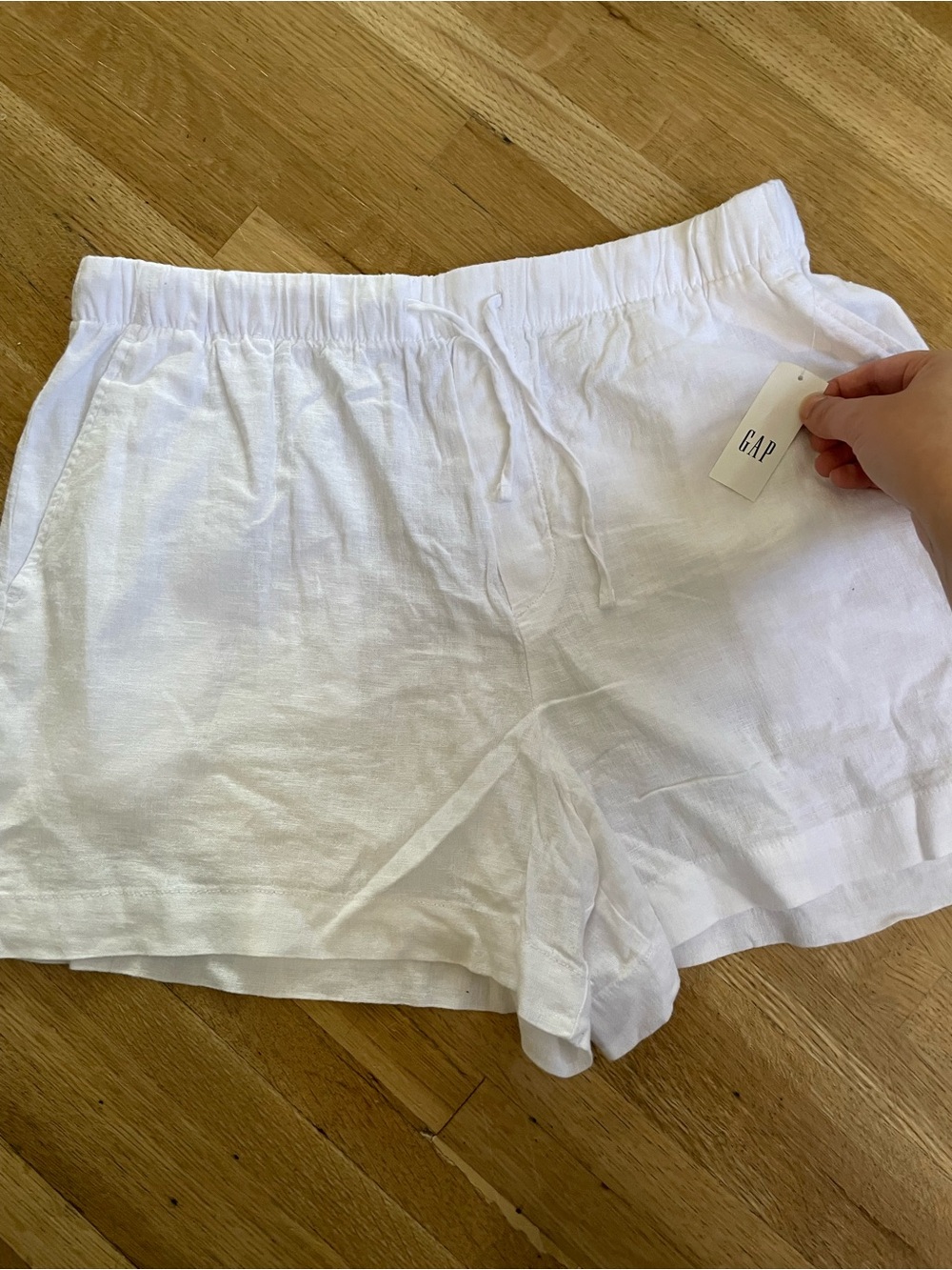 GAP White Linen-Blend Drawstring Women’s Shorts coastal chic classy new with tag